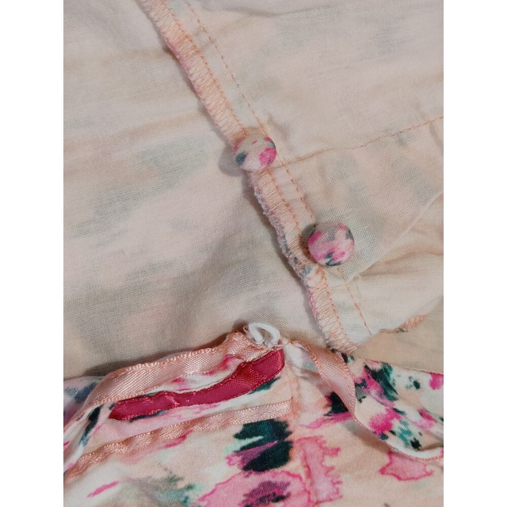 Rococo Sand Mimi Wrap Dress Long Sleeve V Neck Ruffled Pink Watercolor Medium - Picture 11 of 14